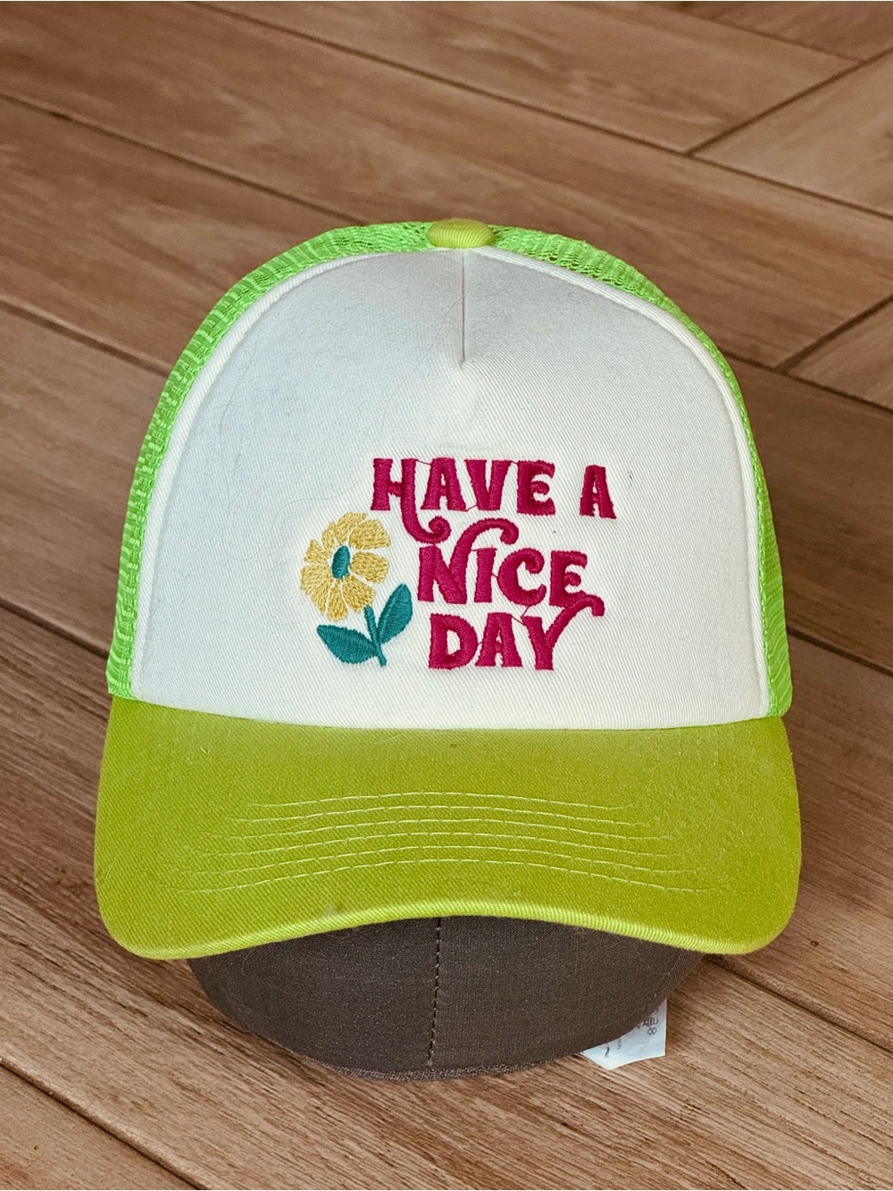 Have A Nice Day Green & White Women’s Trucker Hat